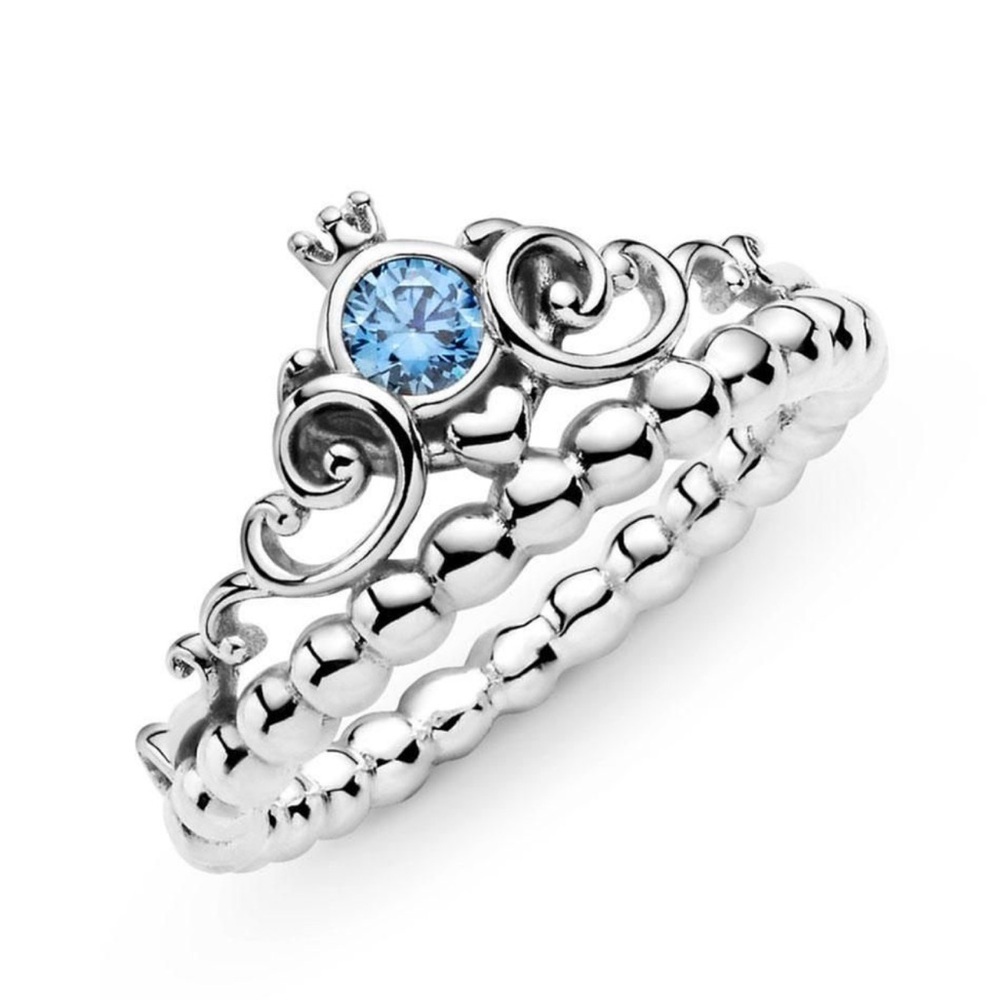 Authentic Pandora Disney Cinderella Blue Tiara Ring - Size 8 - MINT CONDITION